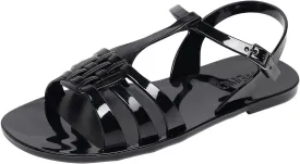 Women Sandals Jelly Shoes Flats Size 9 Beige T-Strap Crystal Jellies Slides Clear Rain Slippers Glitter Summer Beach Retro