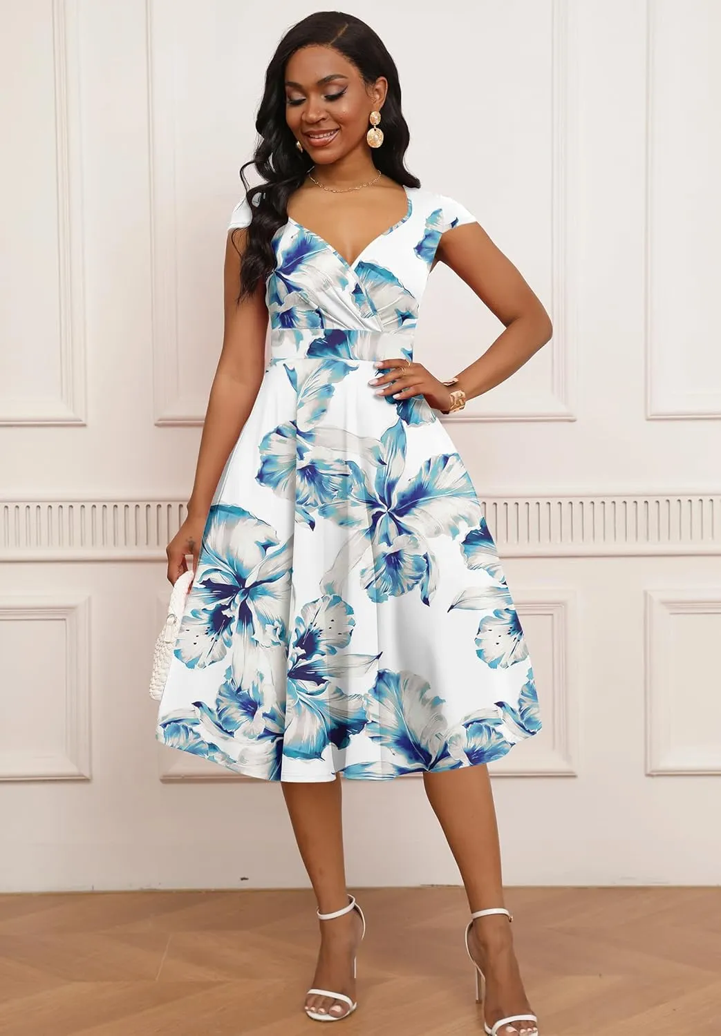 Women Short 1950s Retro Vintage Cocktail Wedding Guest Party Dress for Women